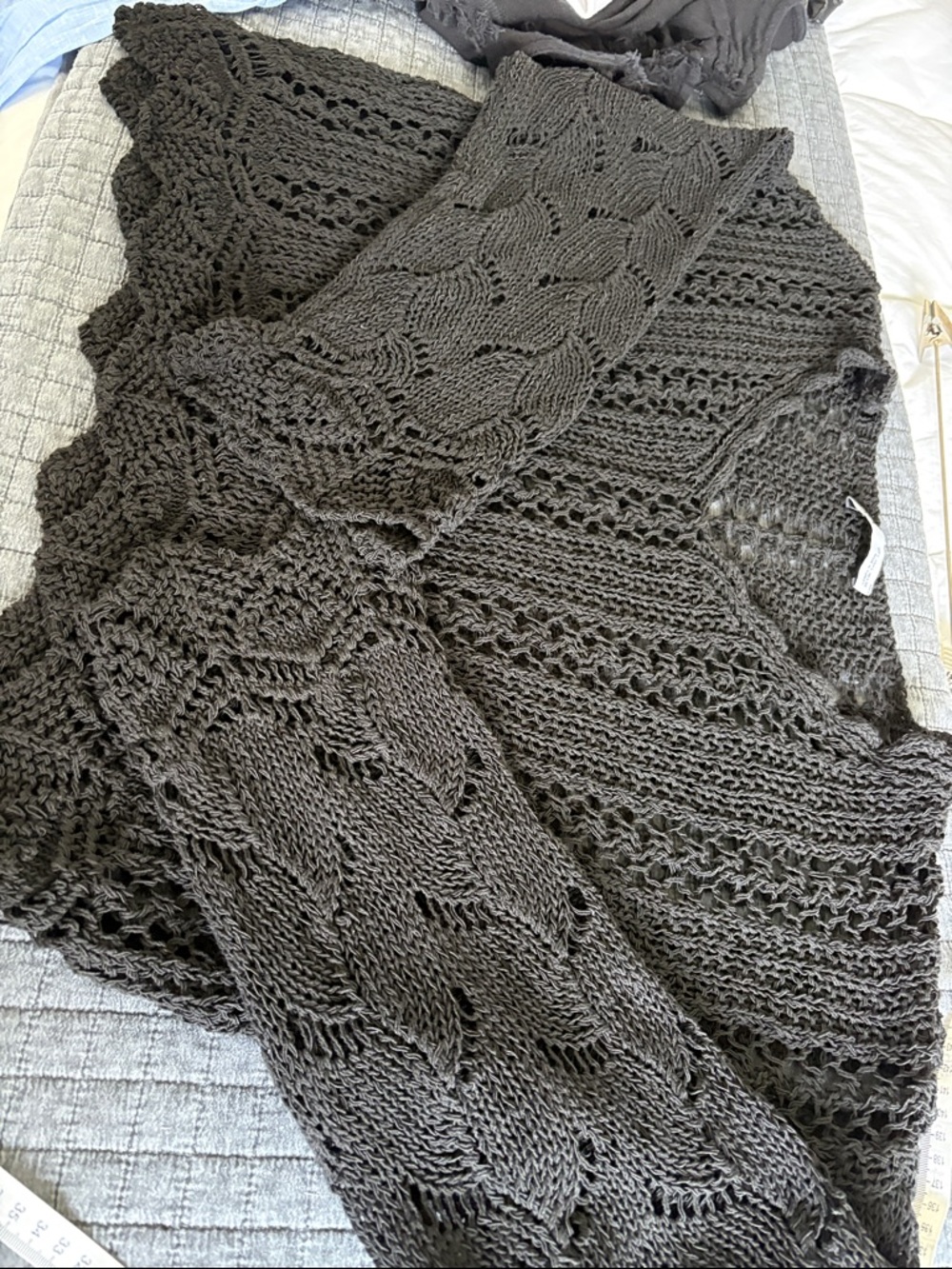 Zara Black Open-Knit Crochet Cardigan